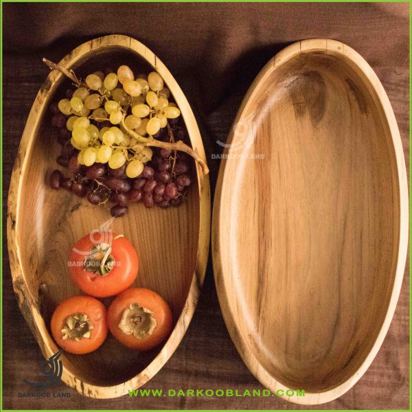 Wooden serving oval bowl